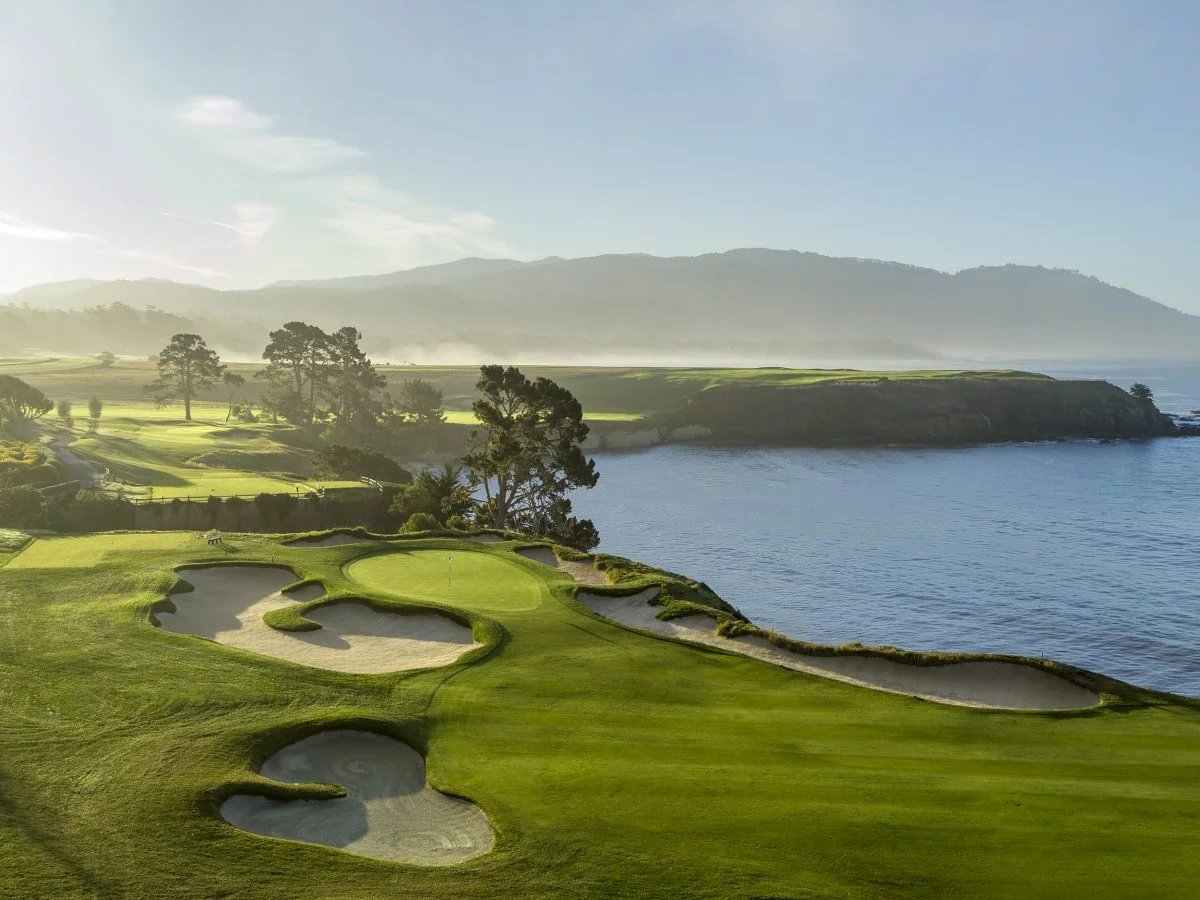 Pebble Beach Golf Links Hole 4 fairway routing along the coastal bluffs