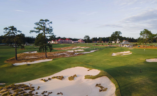 The Cradle short course greens and clubhouse lawn area